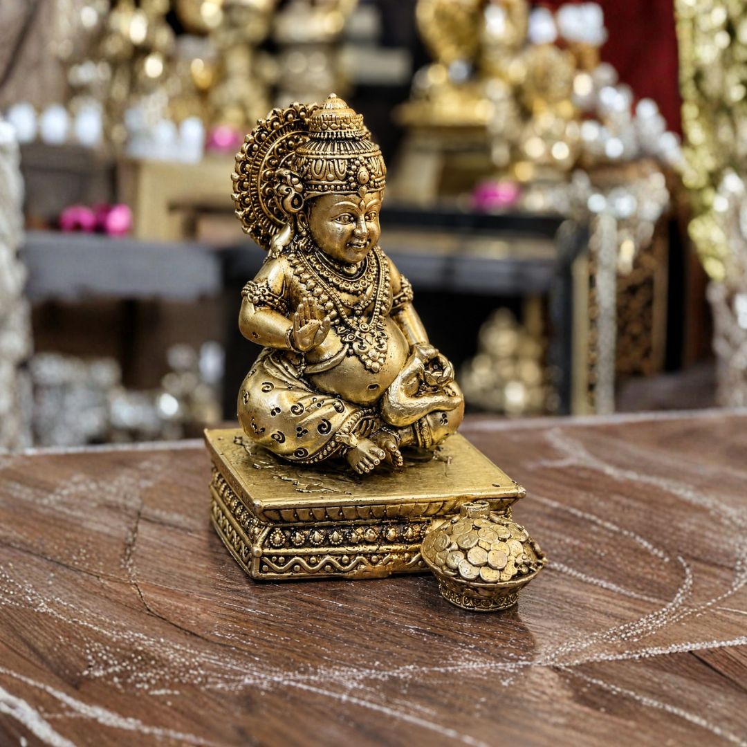 Taatvik Dhan Kuber Murti™ - Handcrafted Brass Finish Kuber Idol for Wealth & Business Growth