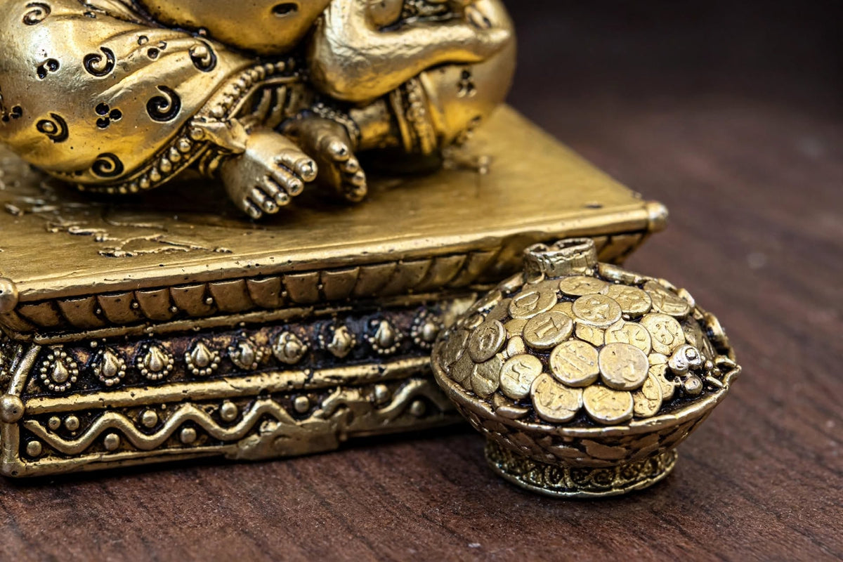 Taatvik Dhan Kuber Murti™ - Handcrafted Brass Finish Kuber Idol for Wealth & Business Growth
